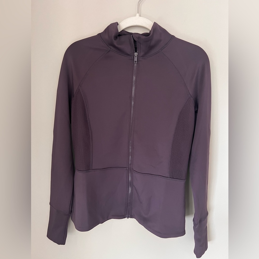 Alana women’s super soft zip jacket- eggplant color